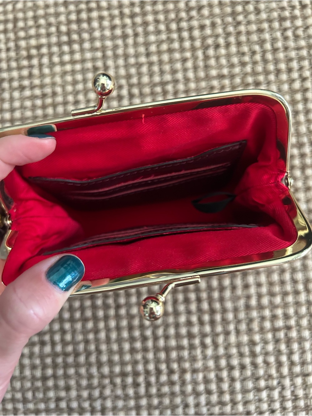 Dooney & Bourke Burgundy Saffiano Leather Kiss-Lock Coin Purse - Picture 3 of 3